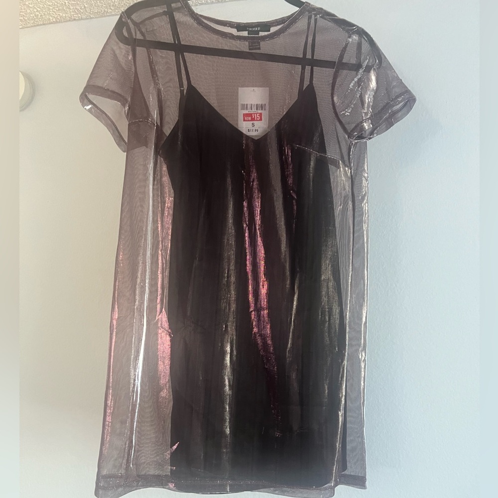 sheer dress with black slip
